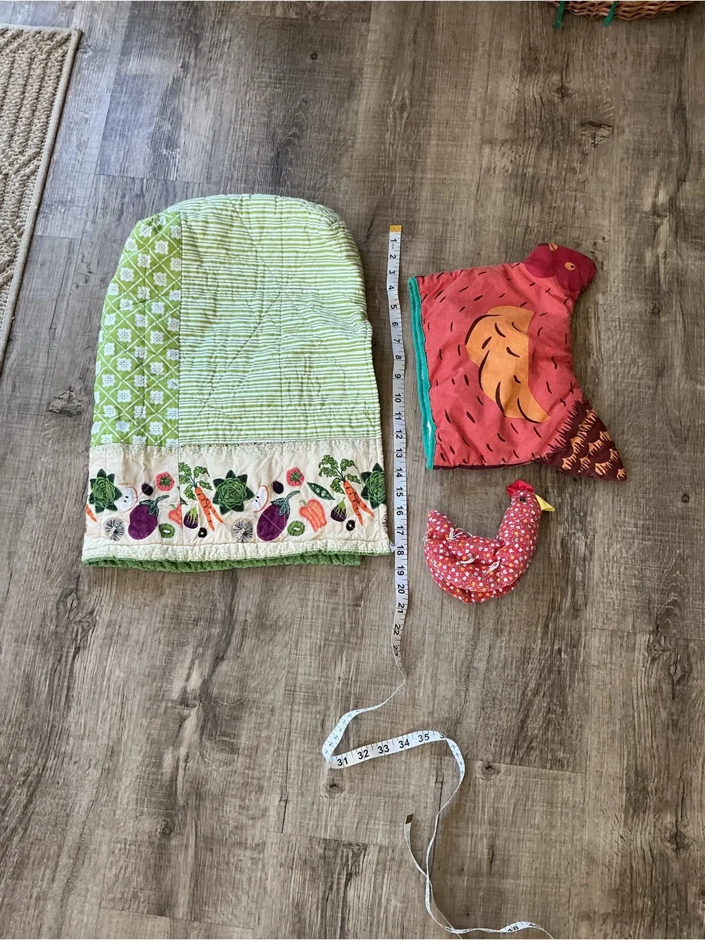 Vintage Quilted Country Kitchen Set Chicken Farmhouse Vegetable Appliance Cover